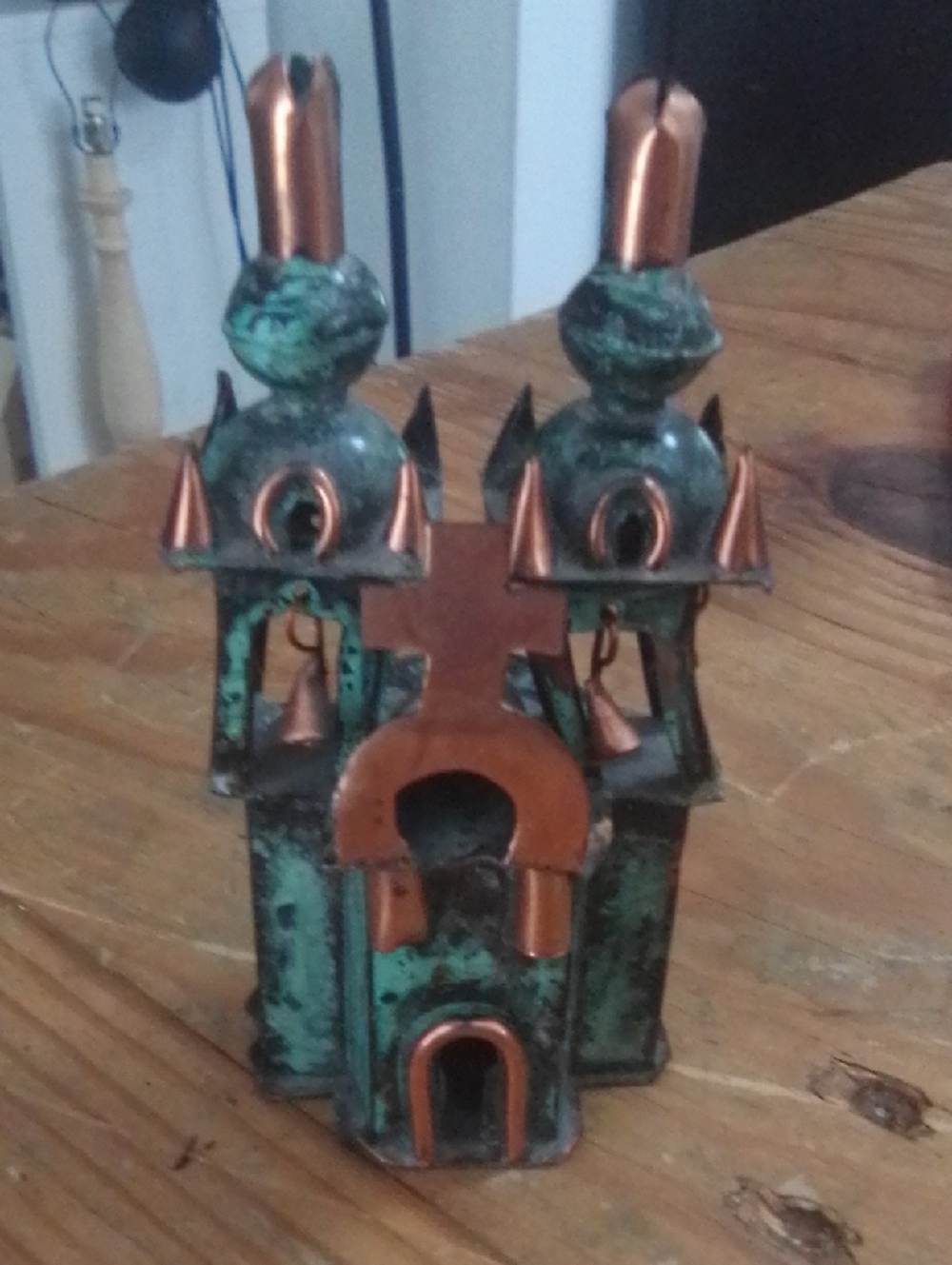 Miniature Vintage Ayacucho Brass Cathedral With Bells